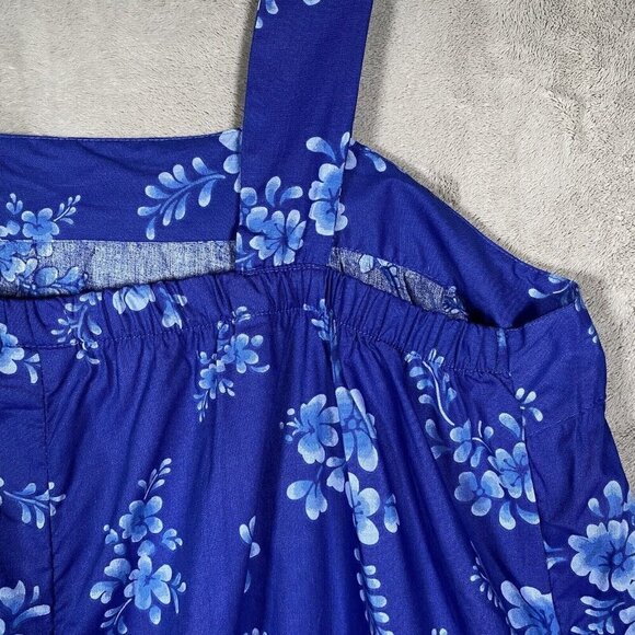 Dreams Co Dress Women's Plus 2X Hawaiian Mumu Nightgown Blue Floral Aloha Summer - Picture 7 of 11